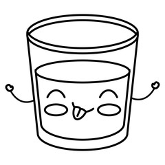 beverage in glass cup kawaii character vector illustration design