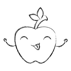 apple fresh fruit kawaii character vector illustration design