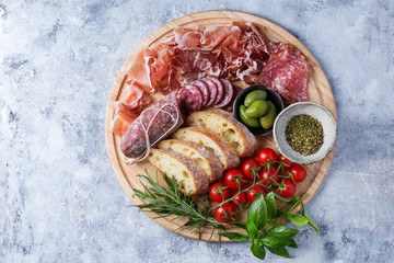 Set of meat antipasti