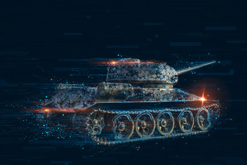 Obraz na płótnie Canvas Pixel distortion of the combat vehicle