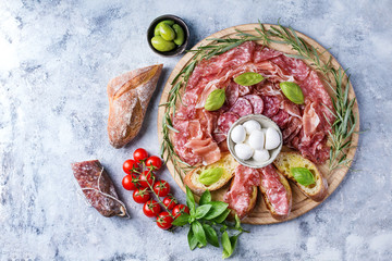 Set of meat antipasti
