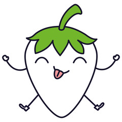 strawberry fresh fruit kawaii character vector illustration design