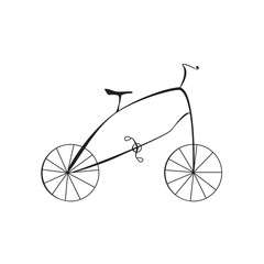 Fototapeta na wymiar Black Cartoon Style Bike Isolated on White Background Vector Illustration
