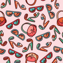 Seamless pattern of woman fashion accessories