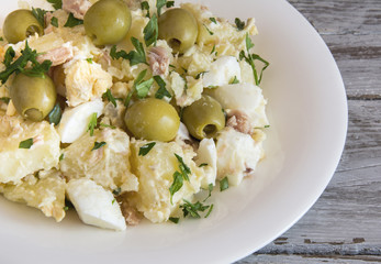 
Potato salad with egg and mayonnaise sauce.