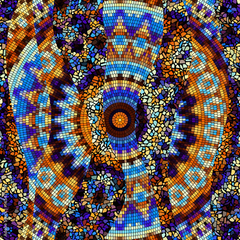 Leinwandbilder seamless background pattern. decorative geometric mosaic art pattern with a wavy pattern.