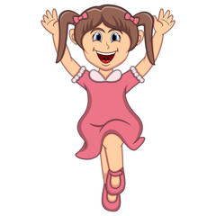 Little girl jump cartoon