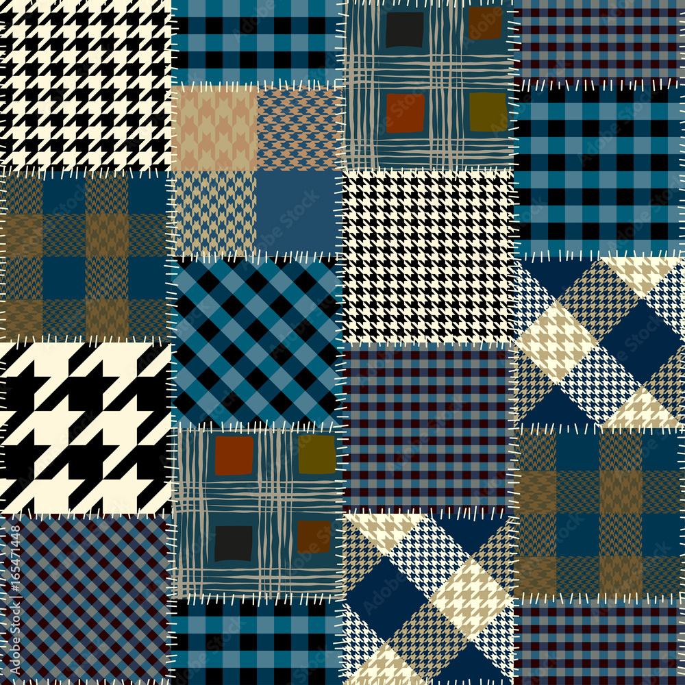 Poster Seamless background pattern. Geometric patchwork pattern of a squares.