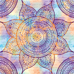 Vector square background. Mandala round decorative ornament pattern.