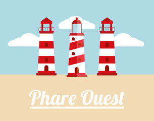 phare batiment mer ciel nuages plage paysage ville  architecture flat designtour sable été vacance bretagne rouge blanc bleu graphique design  © Nicolas