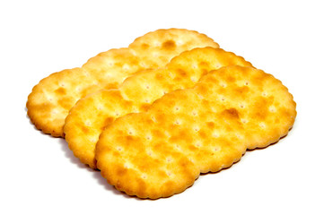 Salted cracker isolated on over white background