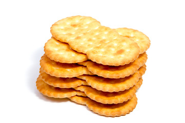 Salted cracker isolated on over white background