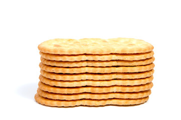 Salted cracker isolated on over white background