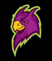 Parrot head sport mascot. Great for sports logos & team mascots. 