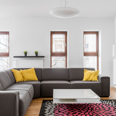 Corner couch in modern apartment