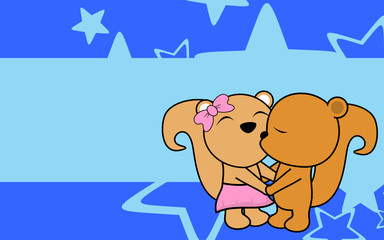 cute love baby boy and girl squirrel cartoon background in vector format very easy to edit