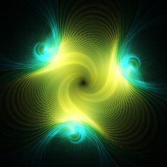 Fireworks of colors. Rotation of neon lights. 3D surreal illustration. Sacred geometry. Mysterious psychedelic relaxation pattern. Fractal abstract texture. Digital artwork graphic astrology magic