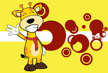 sweet happy giraffe cartoon expression background in vector format