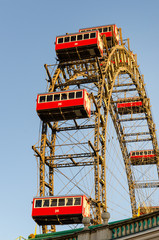 Fototapeta premium the famous Prater Riesenrad, old giant ferris wheel and landmark of Vienna, austria