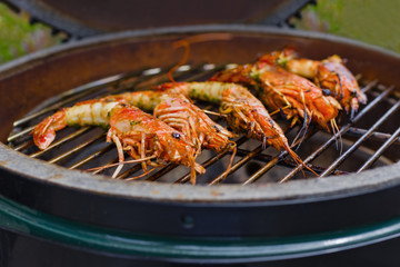 shrimp grilled bbq seafood on stove, food