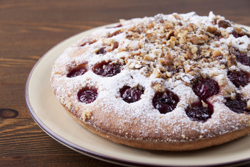 Cherry pie with walnuts