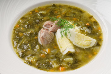 soup with egg and meat