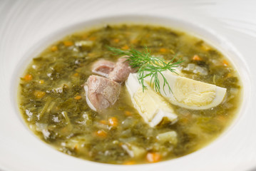soup with egg and meat