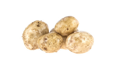 Fototapeta premium Tubers of young potatoes on a white background