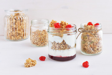 Greek yogurt with dry cherry berries