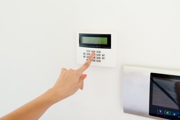 Young woman entering authorization code