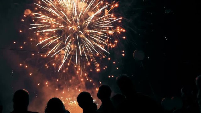 Crowd watching fireworks