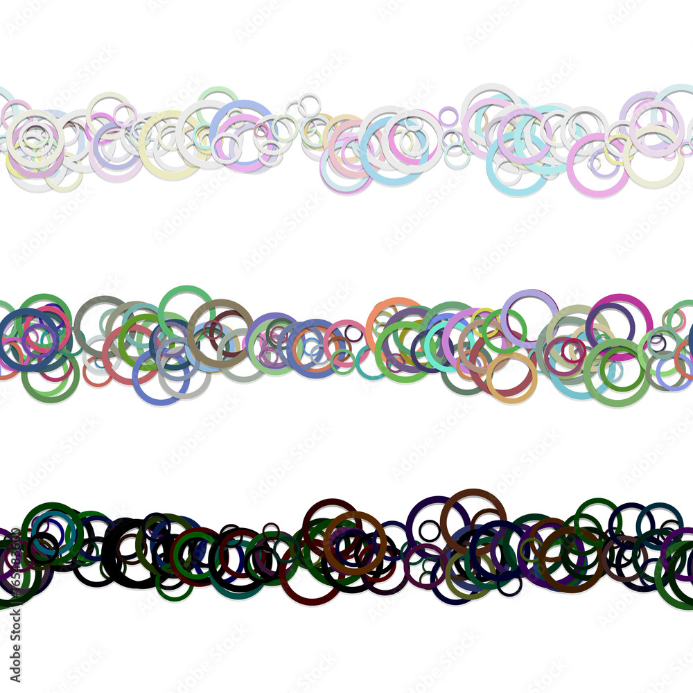 Poster abstract circle pattern text divider line design set from colored rings - repeatable vector graphic 