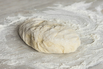 bread dough on a flour