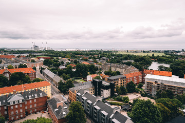 Fototapeta premium Aerial view of Copenhagen a cloudy day of summer