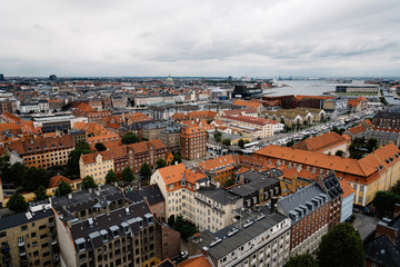 Fototapeta na wymiar Aerial view of Copenhagen a cloudy day of summer