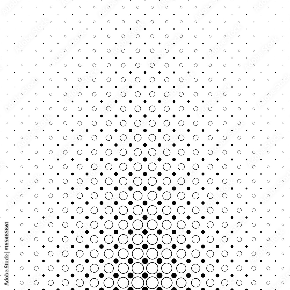 Poster monochromatic circle pattern - geometrical vector background graphic from dots and circles
