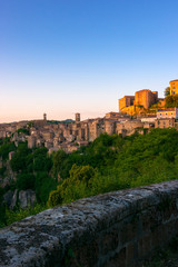 Evening view of Sorano, Tuscany, Italy