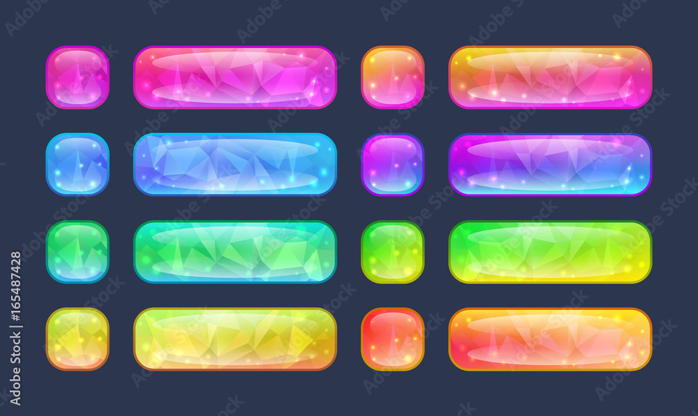 Poster set of buttons for game or web design.