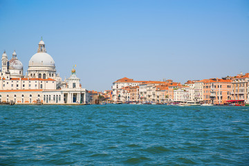 View of the buildings of Venice from the Grand Canal