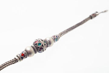 enamel bracelet in Thai ancient style isolated on white background