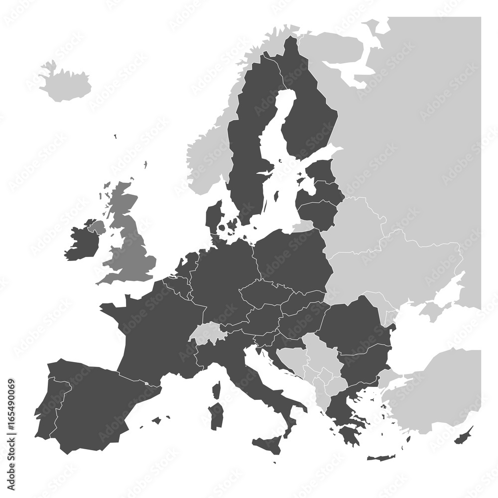 Wall mural map of europe with dark grey eu member states and united kingdom in different color. vector illustra - Wall murals