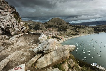 Panorama on Lake Titicaca from Copacabana