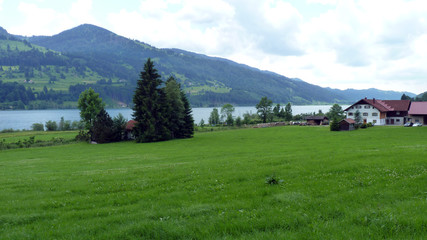 Fototapeta na wymiar bergige Landschaft im Allgäu