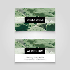 Business card template with cactus background