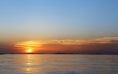 red sunset on the sea