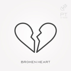 Line icon broken heart