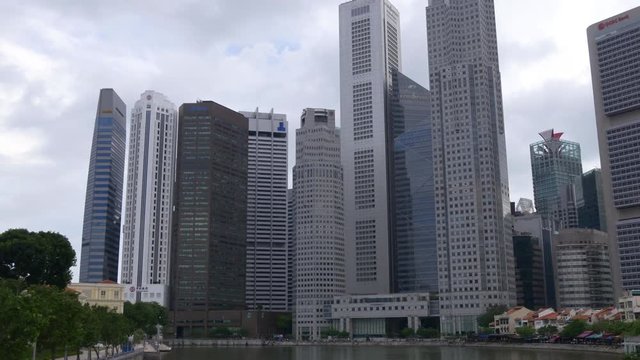day time singapore city downtown core bay panorama 4k
