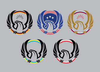 Naklejka premium Set of logotypes. Colored version. Great for sports logo & team mascots. 