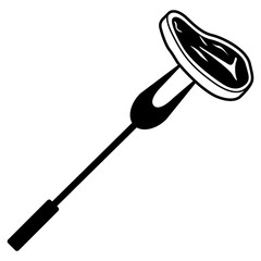 Isolated fork icon with a meat