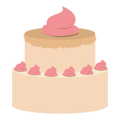 hand drawing color two-story cake with pink buttercream decorative vector illustration